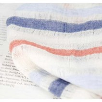 대폭)거즈느낌 아사린넨-멀티스트라이프(레드&블루)