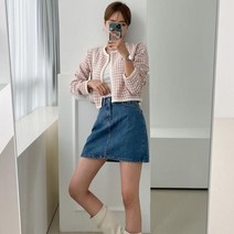 브이와이 VY 여자 슬렌더핏 팝콘 트위드 카라없는 FW 숏자켓