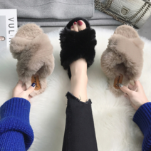 밍크 엑스 털슬리퍼 DS0122, 230-235, 블랙