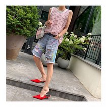 지에르 지에르 핸드페인팅 하프 데님팬츠( 블루 / 블랙 ) ( SM / ML 사이즈 ) (2644684)