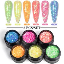 as젤 네일 Puente-논스틱 핸드 솔리드 익스텐션 젤 폴리시 세트 15ML 3D 카빙 파우더 라인석 접착제 작동 키트, [23] 6pcs Cream Puff Gel