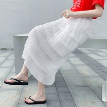 채윤러브 chaeyoon love 여름 쉬폰 롱 스커트 스타일리쉬 시원한 허리밴딩 롱치마