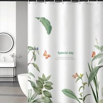 코팅블루 북유럽 호텔 폴리 PEVA DTP 화장실 방수 샤워커튼, 33.버터플라이, 180×200cm