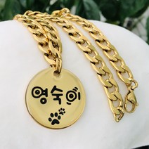 황금률 대형견 써지컬 목걸이 인식표 체인 목줄, 실버