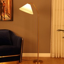 북유럽 빈티지 거실 침실 놋쇠받침 플리츠갓 LED 장스탠드 롱스탠드 조명, A.디딤스위치   LED