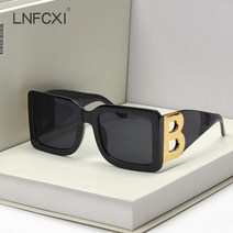 LNFCXI 2021 새로운 패션 특대 문자 B 스퀘어 럭셔리 트렌드 선글라스 여성 남성 레트로 사각형 gafas de sol