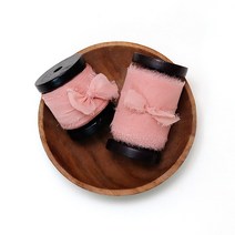 내추럴 핑크블리Pinkvely 10yd/포장용 리본 / 청첩장리본, 손찢음, 3cm