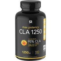 Sports Research CLA 1250 및 95% 활성 공액 리놀레산 체중 관리 보조제 180개 지방분해보조제