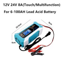 자동차배터리충전기 자동차방전 납산 젤 배터리 충전기 디스플레이 스마트 자동차 트럭, 12v 24v 8a EU 플러그