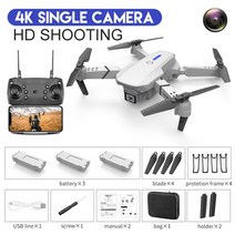[해외] lsrc quadcopter e88-525 pro wifi fpv drone with wide angle hd 4k 1080p camera height hold rc, 4k 흰색 가방 3b