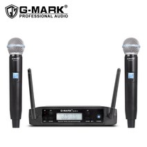 무선 마이크 G-MARK GLXD4 전문 UHF 듀얼 시스템 SM58 동적 핸드 헬드 마이크 DJ 음성 웨딩 밴드 교회 쇼, 02 US Plug