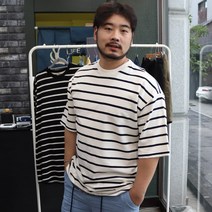 베어릭 빅사이즈 bTeT 미니멀 단가라 스프라이트 반팔 티셔츠