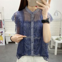 스피소 느리게걷기 여성 쉬폰 셔츠 블라우스 여름 반팔 비치룩 바캉스룩 민소매 여름티