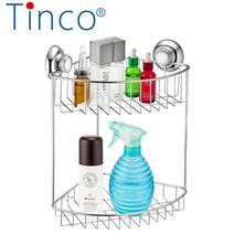 틴코 흡착식 스텐레스 욕실 코너선반, 단품