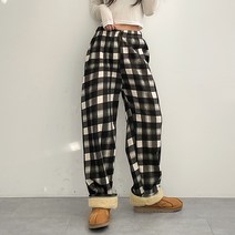 입꼬 체크 융털기모 일자 와이드 밴딩팬츠7color
