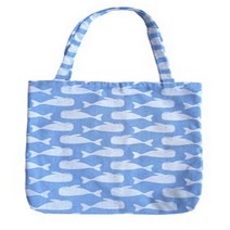 Nuni Blue Whale Pattern Cotton Canvas Tote Shopping Bag (Light Blue/ No Closure/ 11x2x16.1in), 1