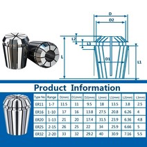 XCAN 스프링 콜렛 ER 콜렛 척 ER11 ER16 ER20 ER25 ER32 CNC 밀링 선반 공구 홀더 밀링 척용 스프링 척, 01 ER11 1.0mm