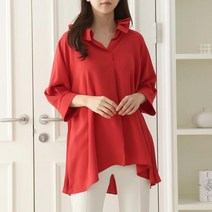 주름카라 뒷주름블라우스 1114325BLOUSE BLOUSE 베이지 Beige 블랙 Black 다홍 Cherry Red 그린 Gree, 베이지:FREE