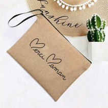 프렌치 프린트 심플 리넨 지갑 해변 휴가 여행 정리 메이크업 케이스 어머니의 날 선물 팔찌 클러치 백 엄마 쇼핑, [08] Q06668-A012BR-S