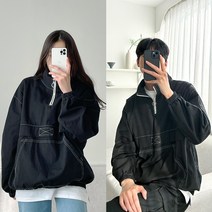 코디제이 남자 아노락 M스티치구제워싱아노락 남녀공용 바람막이 반집업 자켓 간절기 아우터