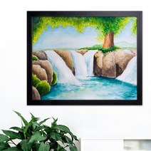나봄갤러리 폭포그림 돈들어오는그림 폭포사진 재물운, 1.심플 블랙 액자