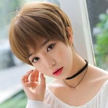 스타일 숏컷 가발 짧은 컷트 통가발 보브컷 여자 커트 머리 전체 티안나는, 오렌지브라운