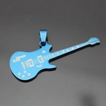 남자의 창의적인 개성 악기 스타일 스테인레스 스틸 기타 펜던트 목걸이 파티 주얼리 선물, Blue