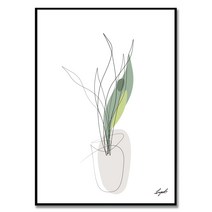 Sansevieria 차한별 작가 미니멀리즘 원라인 드로잉 모던 감성 포인트 식물 꽃 그림 인테리어 액자, 포스터만