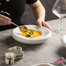 유니크한 디자인의 파인다이닝 그릇 접시 Esyuse 증정, A