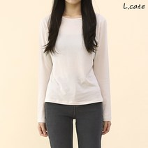 엘케이트 여성 티셔츠 LZET001 라운드넥 스판 이너 긴팔 무지 티셔츠