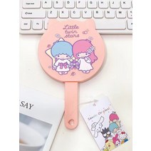 일본 만화 손잡이 거울 소녀 심장 휴대용 + 빗 세트 귀여운 손 라운드, 쌍둥이