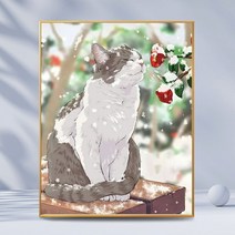 러블리 따뜻한 오후의 햇살과 고양이 카툰 일러스트 보석십자수 DIY 만들기 세트 집콕취미 핸드메이드 선물 집안 인테리어 다이아몬드 그림 액자 없음 20종, GB843