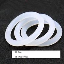 오링 5mm 실리콘 O-링 식품 학년 인감 와셔 흰색 고무 O 링 OD 16 mm - 80 mm, OD 75mm CS 5mm, 50pcs