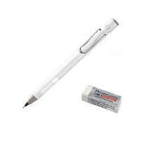 LAMY 사파리 샤프 샤이니화이트 + 파버카스텔 지우개 세트, 8세트, 0.5mm