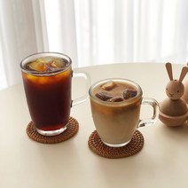 스테이828 홈카페 아이스커피잔 손잡이 유리컵 2size, 500ml