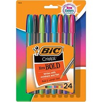 BIC 크리스탈 엑스트라 볼드 볼펜 블랙 두꺼운 굵기 1.6mm 24개입