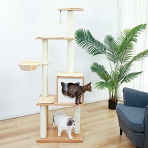 나무위의고양이 캣타워 스크레처 캣워커 선반 fast delivery large cat tree tower condo cat scratcher post pet kitty play, amt0042그레이, l