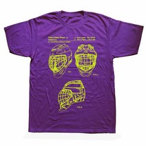 아이스하키 장비 용품 Funny Ice Hockey Goaltender Mask 특허 티셔츠 코튼 스트리트웨어 반팔 생일 선물, 18 PURPLE_05 XL