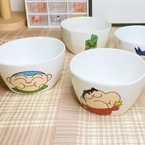 HERAN 짱구 그릇 짱구 그릇 세트 그릇 밥그릇 귀여운 선물 애니메이션 도자기 그릇 그릇 짱구식기세트, 짱구+정남밥그릇(컬러)