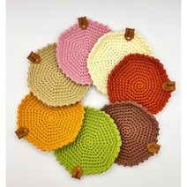 뜨랑상점 손뜨개 티코스터 컵받침 집들이 생일 선물 핸드메이드 코바늘 뜨개티매트, 머스타드