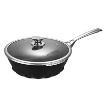 미국 Amercook아미르 수입 부착 냄비 대구경 냄비 기름 없는 부착 냄비 인덕션 가스 적용, 28cm 볶음팬 뚜껑 상세보기 : 손잡이는 스테인리스