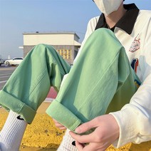 여름슬랙스팬츠 캐쥬얼 바지남자 2022 건달카리스마 와이드 루즈핏 일자통바지 A080 9855 P35 4995900320