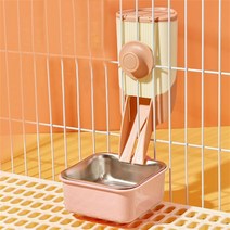 애완 동물 토끼 고양이 기니피그 모이통 급식기 모이튐방지 자동급수기 세트 TZTWQ-1, 핑크(모이통+급식기)