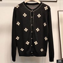 가바바 여성 가디건 꽃이 여기저기 핀 니트 라운드 가디건 G55831