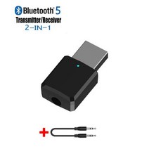 USB 블루투스 5.0 송수신기 3 인 1 EDR 어댑터 동글 3.5mm AUX TV PC 헤드폰 홈 스테레오 자동차 하이파이 오디오, CHINA_2-IN-1-Black