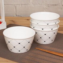 위드코퍼레이션 러브앤아트 체크하트 밥공기 4P, 1개, 1개