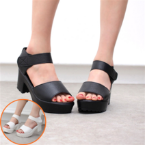 벨크로샌들 여성통굽샌들 발목 스트랩