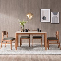 소예 통세라믹 원목식탁 4인세트 원목의자4, 프레임:사각라운드형