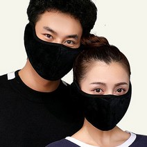 PG [1+1] 극세사귀마개마스크 방한용품 귀도리 겨울마스크 전면마스크, 1+1, 블랙색상