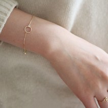 925 순은 14K 금도금 팔찌 원형 지르코니아 기질 한국 여성 팔찌